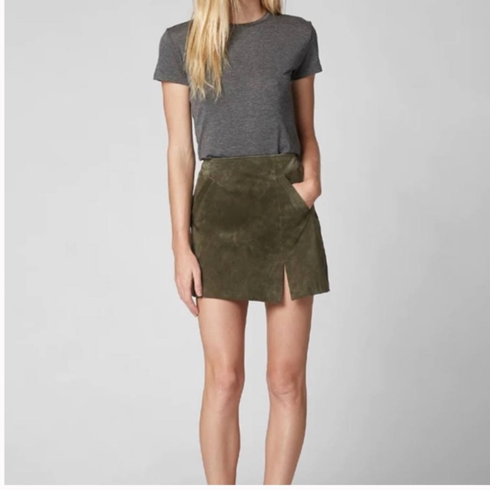 BLANK NYC Olive Suede Mini Skirt